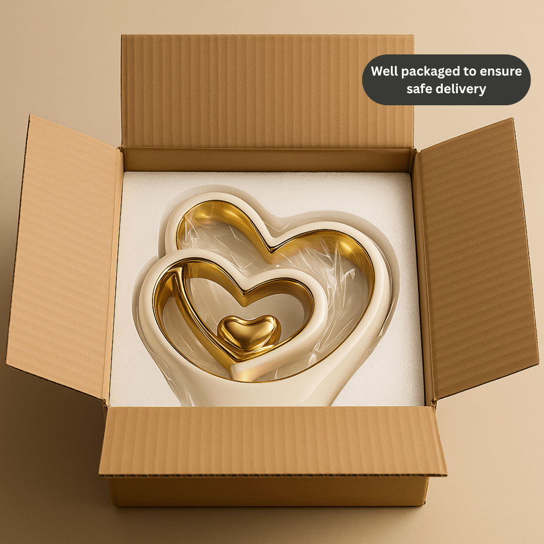 Gold Ceramic Heart Ornament - 25.5cm Sculpture