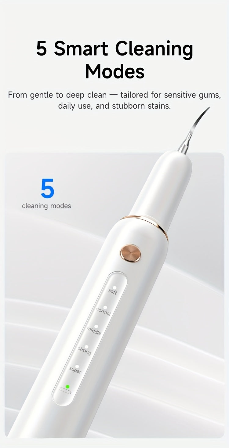 2025 New Soundwave Technology Teeth Cleaner, Intelligent Home Oral Cleaning Kit, LED Light, Five Adjustable Modes, with Metal Oral Mirror, USB Rechargeable, Remove Tartar, Father's Day, Mother's Day, Valentine's Day, Christmas Gifts