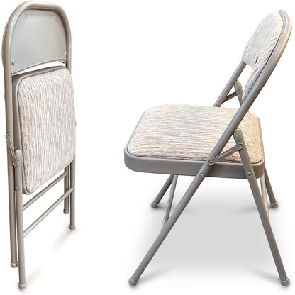 Crystals Deluxe Fabric Padded with Heavy Duty Steel Metal Frame Folding Back Rest Chair for Home Garden Office Computer Desk (1)