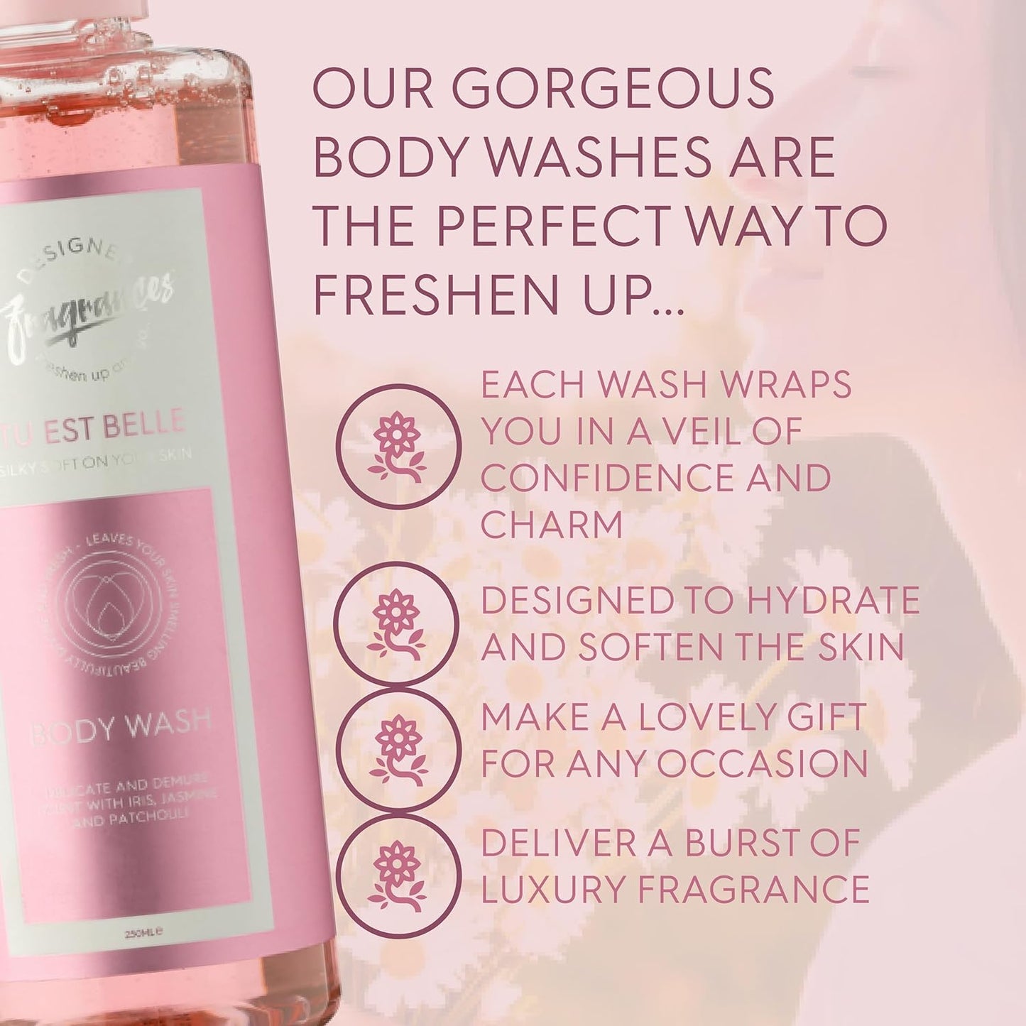 Designer Fragrances 3 Pack Tu Est Belle Bundle - Women'S Feminine Body Wash, Deodorant Body Sprays & Mist Sprays - For Instant Freshness, Silky Soft, Beautifully Smelling Fresh Skin, Revitalizing