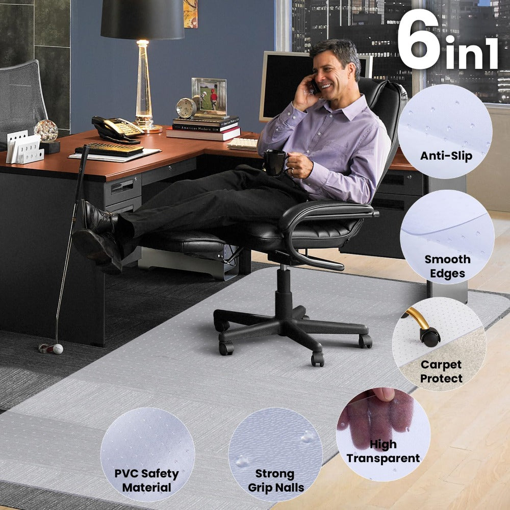 PVC Clear Chair Mat Non Slip Office Chair Desk Mat Floor Computer Carpet Protector Plastic Clear