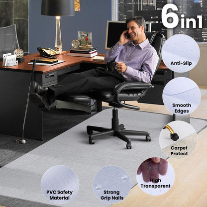 PVC Clear Chair Mat Non Slip Office Chair Desk Mat Floor Computer Carpet Protector Plastic Clear