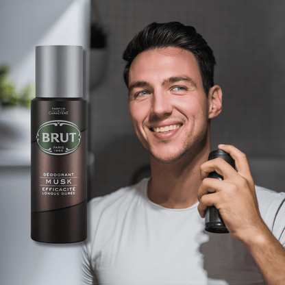 Brut 4 Deodorant Spray Bundle Gift Set - 200ml Each, Original Musk Sport Style Total Attraction, Long-Lasting Men’s Body Spray, Fresh Masculine Fragrance, Everyday Use Value Pack