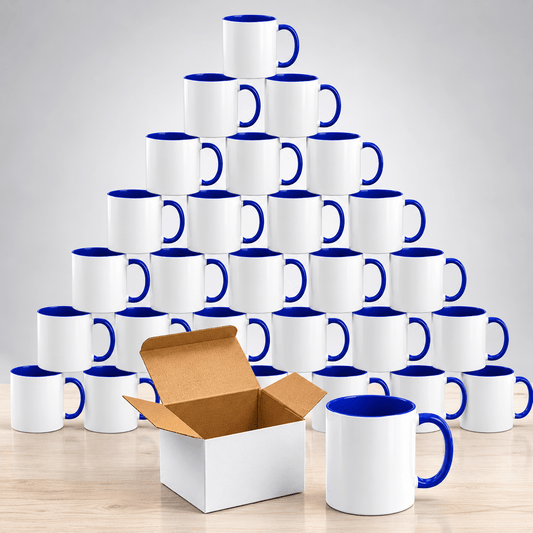 11oz Sublimation Ceramic Mugs with Glossy Finish, Heat Press Ready Coffee Cups for DIY Printing, Multicolor Bulk Pack Options Available in 6, 12, 24, 36, 48, 72 and 144 Pack