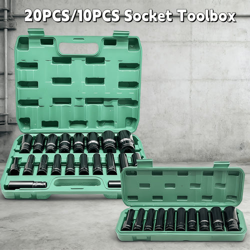 10/20pcs, 1/2in, Deep Impact Socket Set, Portable Electric Wrench Socket Set, 10-24mm Caliber Hex Bit Tool Set, Local Stock Shipping, Deep Metric Socket Set, Long-Reach Wheel Wrench Nuts, Suitable for Industrial Repairs, Home Decoration, Automotive