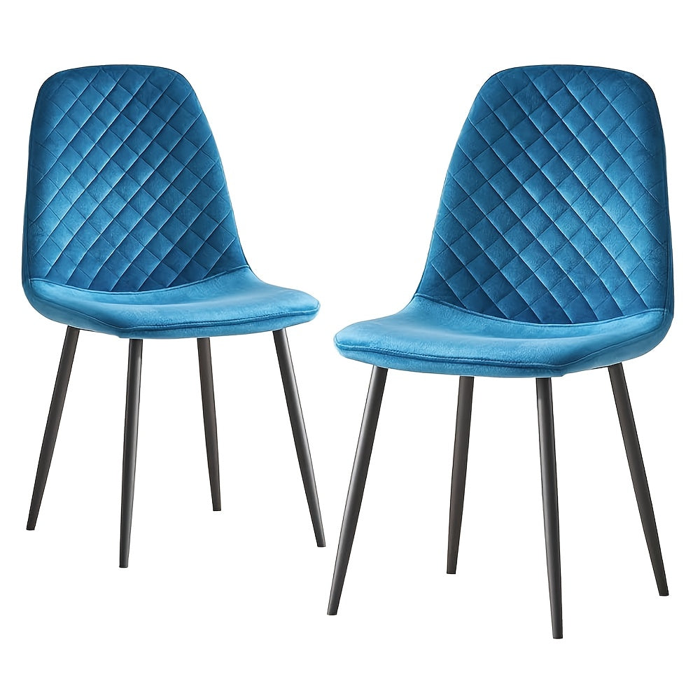 Velvet Dining Chairs Set of 2 or 4 – Upholstered Fabric Seat with Metal Legs, 40x44.5x84cm, 120kg Capacity, Modern Dining Room & Living Room Side Chairs, 16 Colours