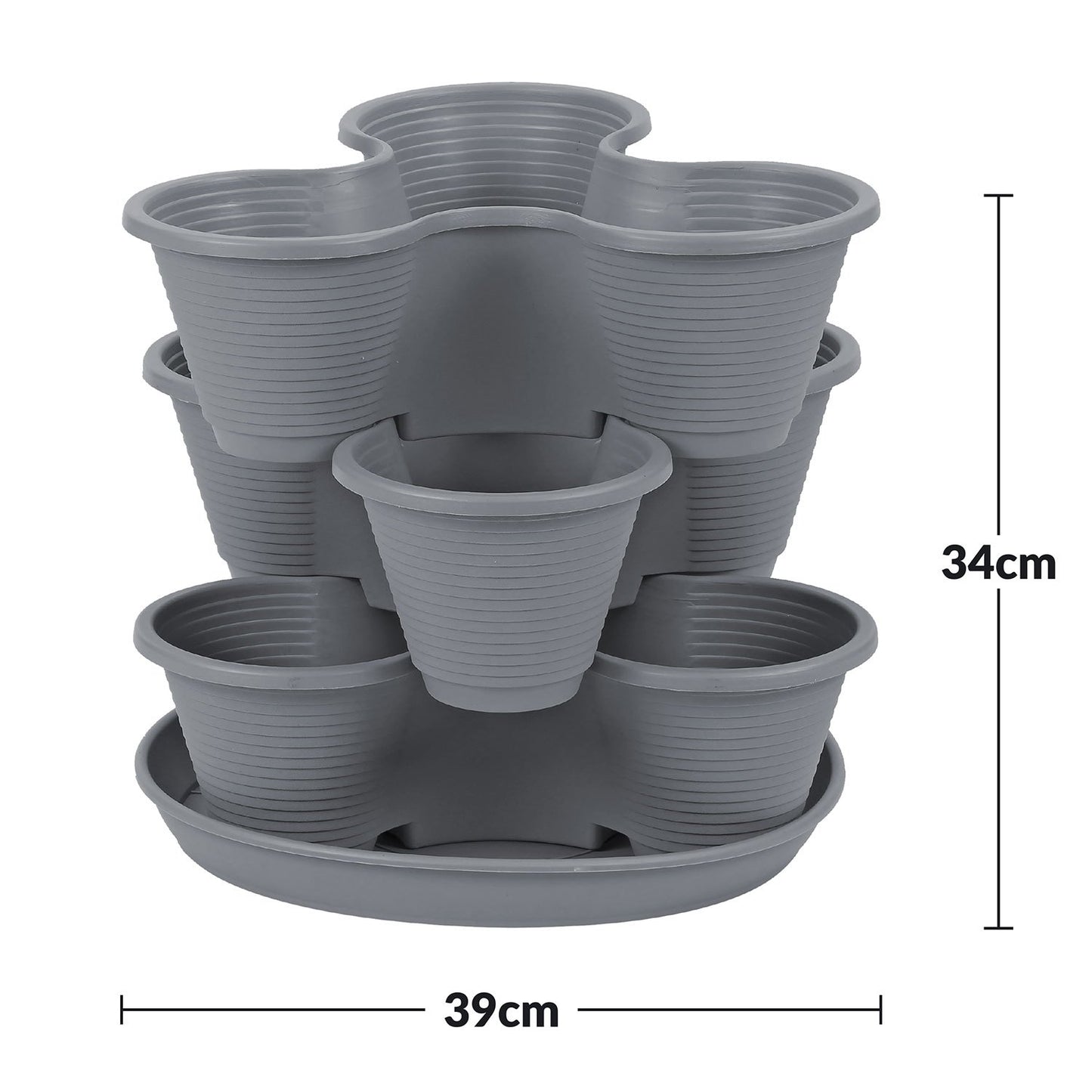 Taylor & Brown 3 Tier Stackable Strawberry, Herb, Flower, and Vegetable Planter - Vertical Growing Garden Tower Indoor/Outdoor Planters Tri-Pot