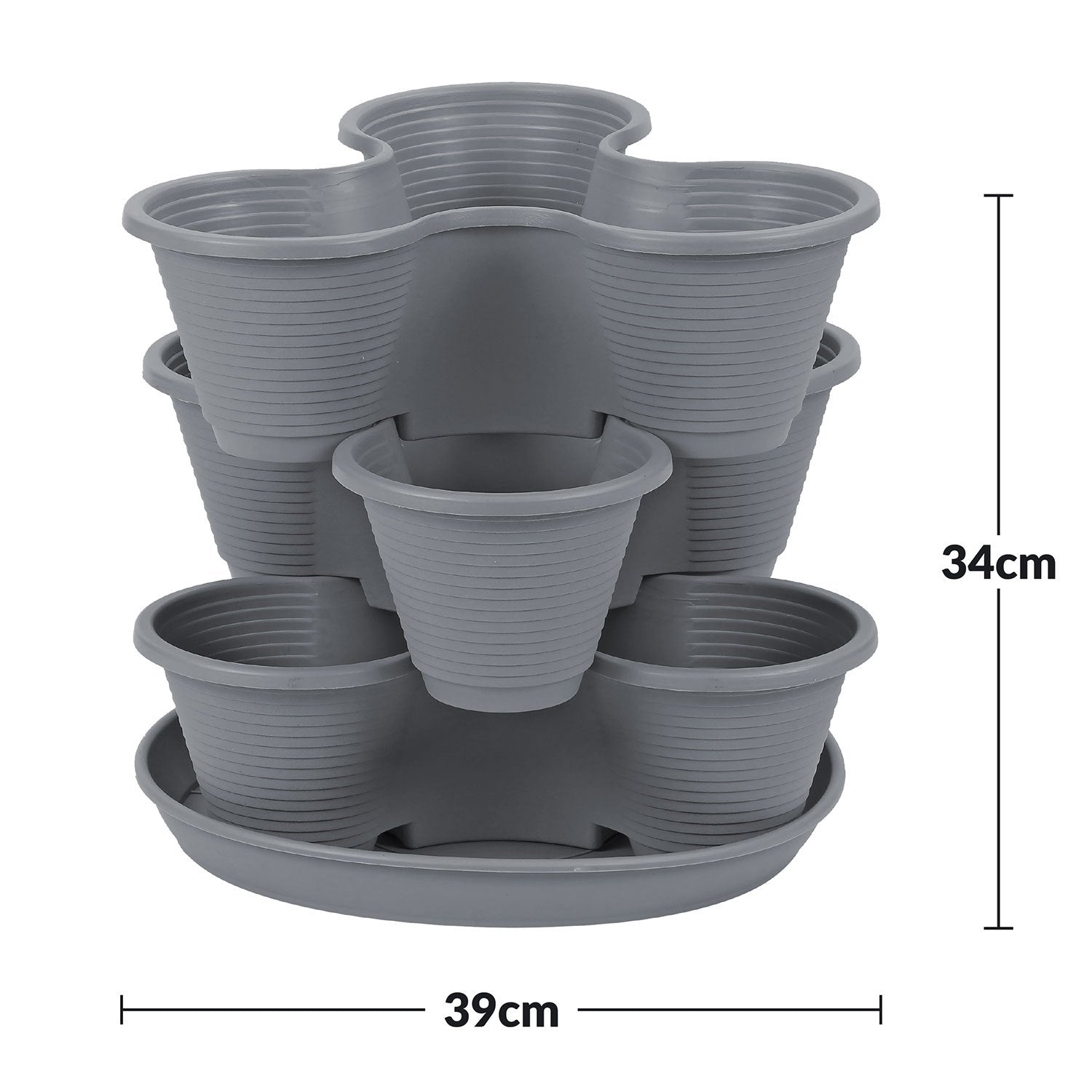 Vertical Garden Tower Planter 3 Tier Stackable – Holds 9 Plants, Grow Strawberries, Herbs, Flowers & Vegetables Indoors & Outdoors, Weather-Resistant Tri-Pot UK