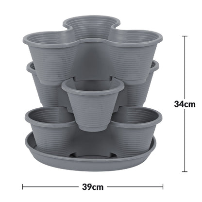Taylor & Brown 3 Tier Stackable Strawberry, Herb, Flower, and Vegetable Planter - Vertical Growing Garden Tower Indoor/Outdoor Planters Tri-Pot