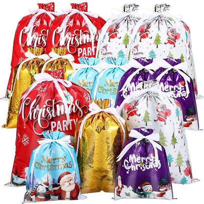 15/18X Large Christmas Sacks Reusable Foil Drawstring Wrap Present Gifts Party Bags, Big Gift Bags, Gift Bags Medium Size, Christmas Gift Ideas, Gift Bags, Clear Large Gift Bags, Holiday Presents, Festive Packaging, Shiny Gift Wrap Reusable.