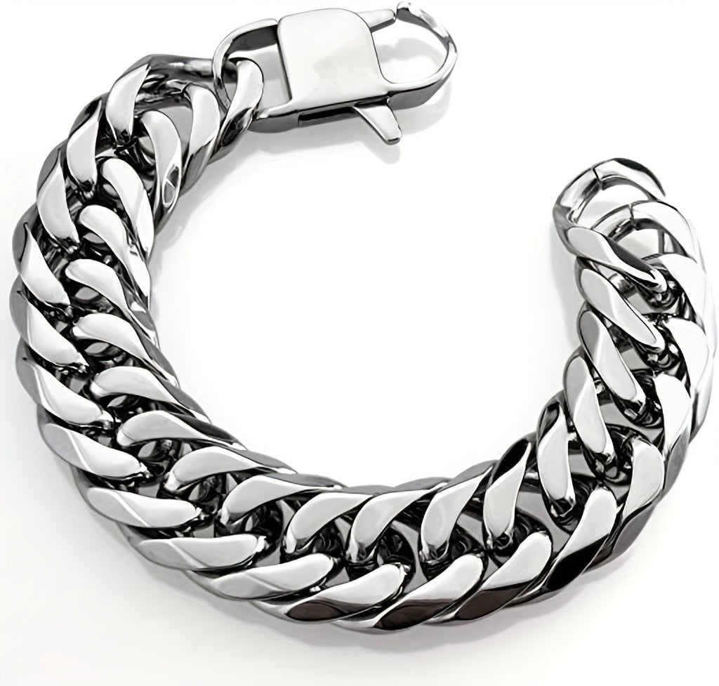 16/19/21Mm Width 316 Stainless Steel Curb Bracelet Hip Hop Party Men'S 316 Stainless Steel Bracelet Heavy Chain