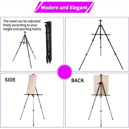 Easel for Display, Adjustable Height 20" to 63" Tabletop & Floor Art Easel, Metal Tripod Artist Easels Stand for Painting Canvas, Wedding Signs with Carry Bag - Black