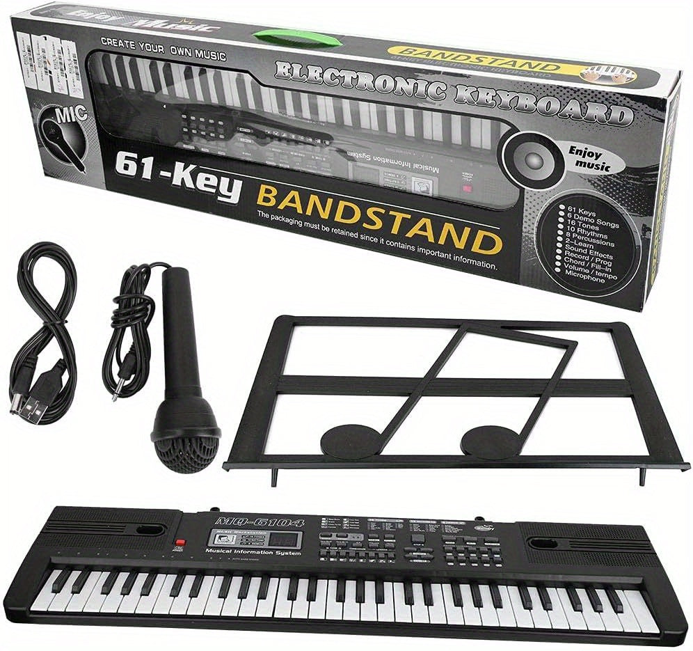 61-Key Digital Piano Keyboard with Microphone, Portable Music Piano Keyboard Electronic Keyboard Multifunctional Key Piano Musical Instrument Keyboard for Piano Music Teaching Birthday Gifts Beginner (With LCD Display)