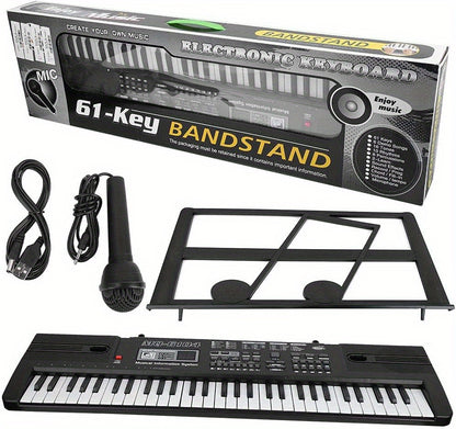 61-Key Digital Piano Keyboard with Microphone, Portable Music Piano Keyboard Electronic Keyboard Multifunctional Key Piano Musical Instrument Keyboard for Piano Music Teaching Birthday Gifts Beginner (With LCD Display)
