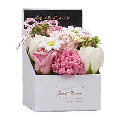 Flower Flower Soap in Gift Box Decorative Soap Artificial Flower Bath Soap for Birthday Valentine'S Day Her Girls Lover Partial soap floral decoration