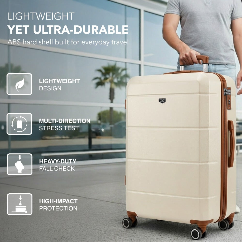 28 Inch Large Suitcase Lightweight ABS Hard Shell with TSA Lock & 4 Spinner Wheels - 75x49x29cm Check-In Luggage, Water-Resistant, UK Stock