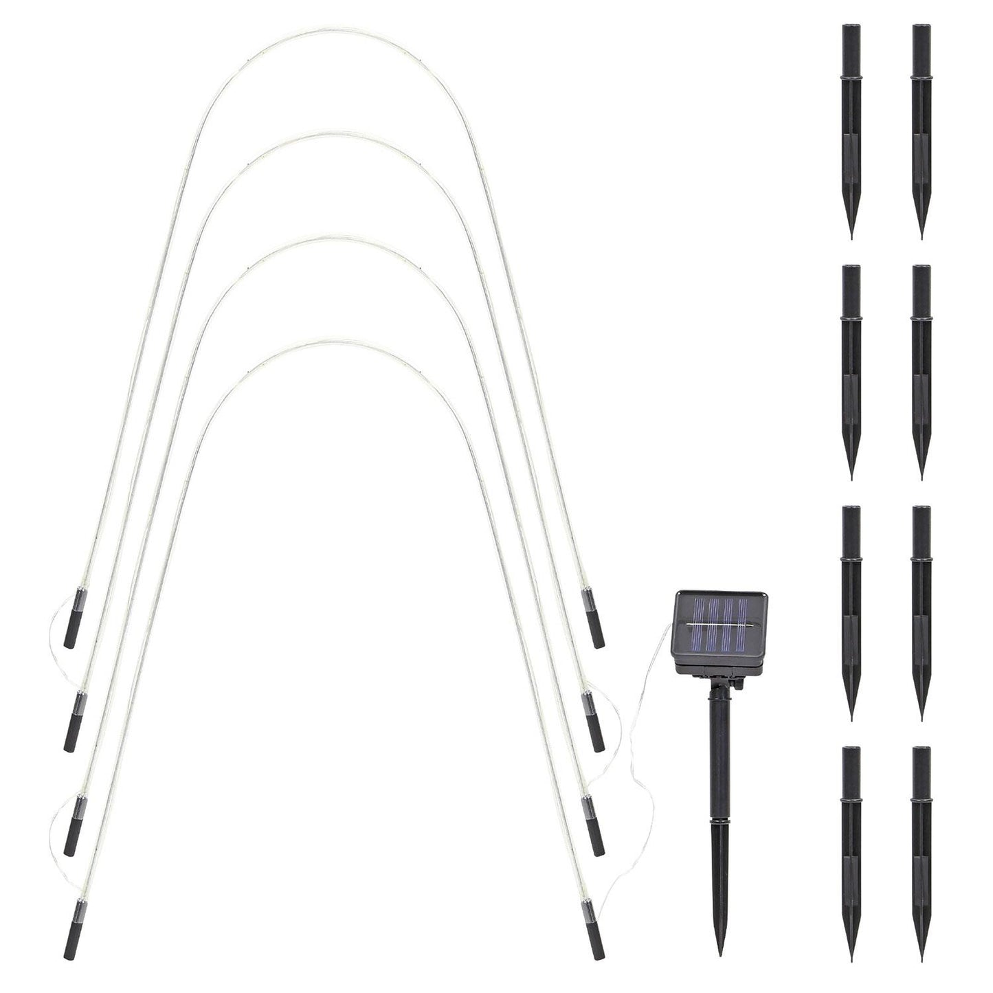 Solar Garden Lights Set of 4, LED Pathway Stakes for Outdoor Yard Lighting, Patio Landscape Illumination, Lawn and Garden Decoration, Waterproof Solar Powered Lights for Walkways, Pathways, Backyard, Energy-Efficient Outdoor Lighting, Durable and Easy to