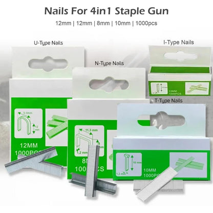 1pc Four-In-One Heavy-Duty Nailing Machine, Stapler, Shooting Nailer, Manual Nailer, Nailer, Which Can Be Used to Install T-Nails, U-Nails, I-Nails, And N-Nails, Suitable for Home Decoration Furniture Woodworking Etc