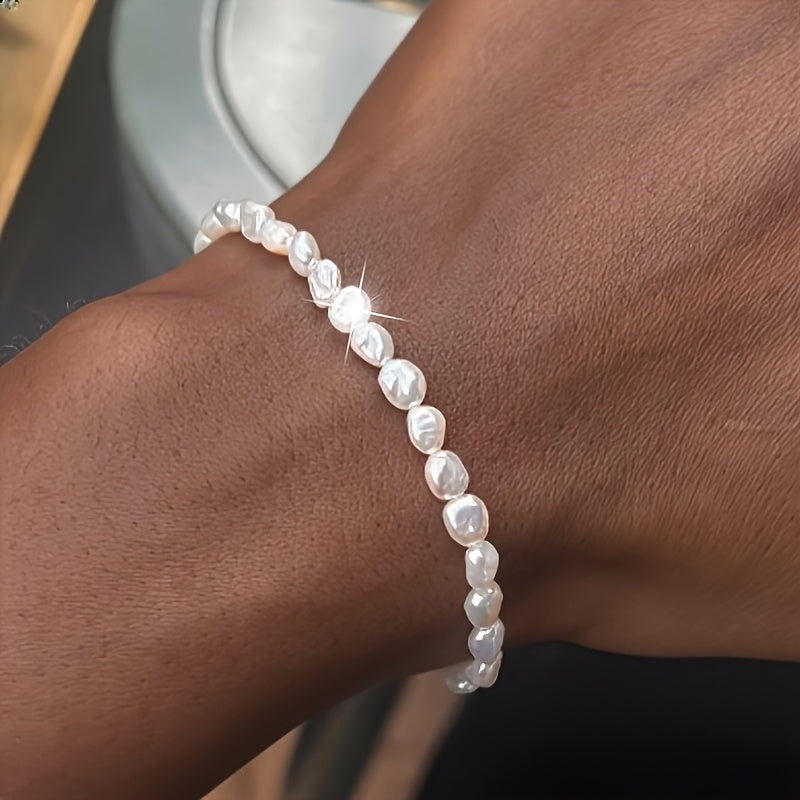 Dainty Freshwater Pearls Bracelet, Year-Round Wear, No Maintenance Required, Luxury Jewelry, November Birthstone Jewelry for Women & Men, Everyday & Special Occasions (Christmas/Graduation/Anniversary)