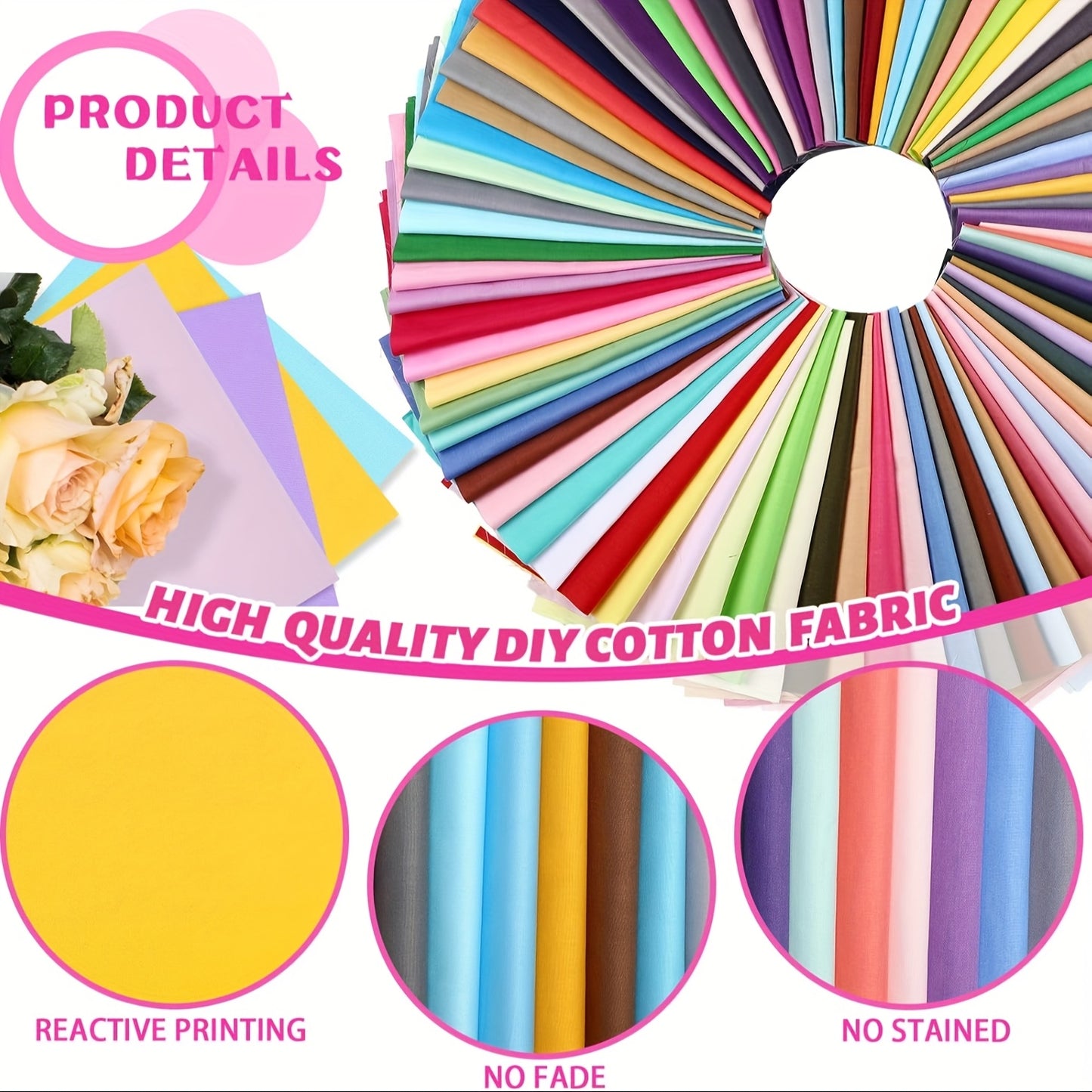 70pcs 25.4x25.4 cm Cotton Packs, Cotton Patchwork Fabrics DIY Fabric Squares Fabric Pack for Sewing Multicoloured for DIY Sewing Pattern Craft (solid Colour)
