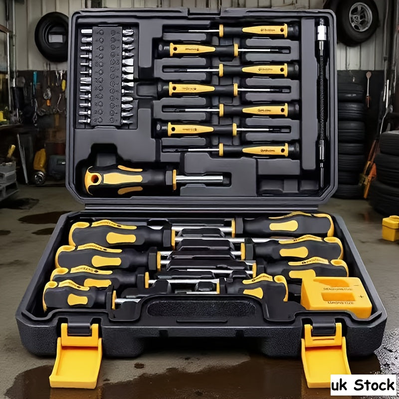 46pcs Magnetic Screwdriver Set with Slotted/Phillips/Torx Heads - Carbon Steel, No Assembly Required, Ideal for Home Maintenance, Machine Repair, Bicycle, Car, and Motorcycle Repairs, Precision Screwdriver Bits Kit, Screwdriver Set|Magnetic Screwdriver Se