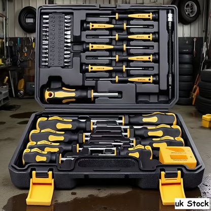 46pcs Magnetic Screwdriver Set with Slotted/Phillips/Torx Heads - Carbon Steel, No Assembly Required, Ideal for Home Maintenance, Machine Repair, Bicycle, Car, and Motorcycle Repairs, Precision Screwdriver Bits Kit, Screwdriver Set|Magnetic Screwdriver Se