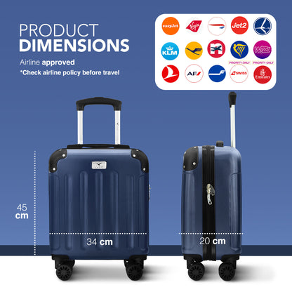 LUGG Skywander 15 Inch (45x34x20cm) Lightweight Underseat Cabin Bag EasyJet Approved Carry-On Suitcase, Durable ABS Hard Shell, Smooth Double Spinner Wheels, Water Resistant & Compact Travel Luggage (45x34x20cm)