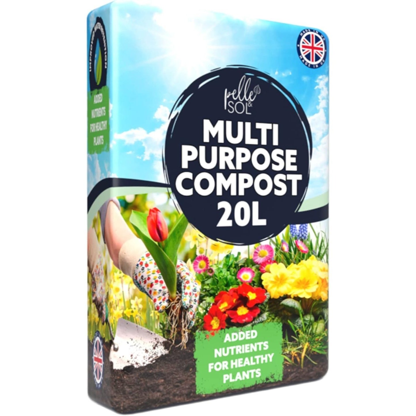 Pelle & Sol 10/20/40/50/60Ltr Multi Purpose Compost - Compost for Outdoor Plants & Soil for Plants Indoors - Potting Soil for Pots Plants Outdoor - All Purpose Nutrient Rich Fertiliser, Houseplant Potting Mix