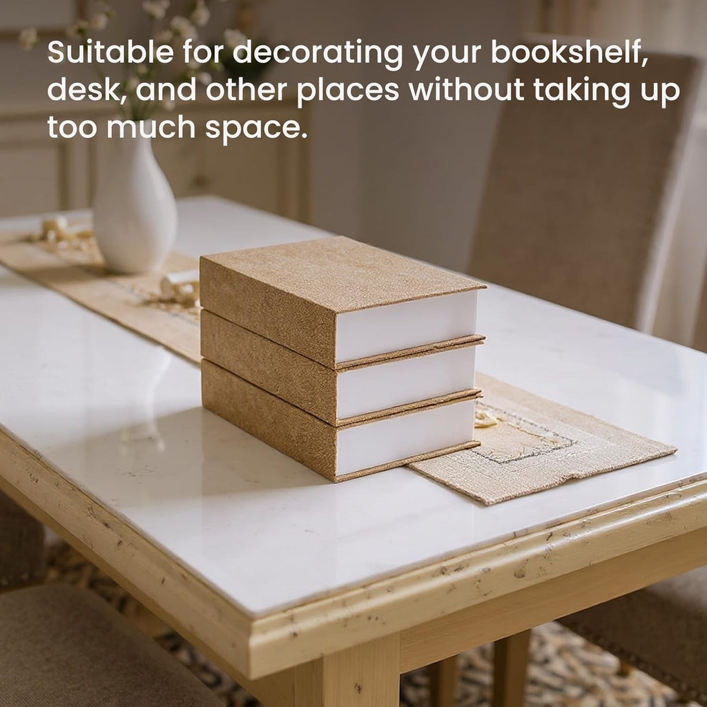 Decorative Book Storage Boxes - Three-Piece Linen-Look Set