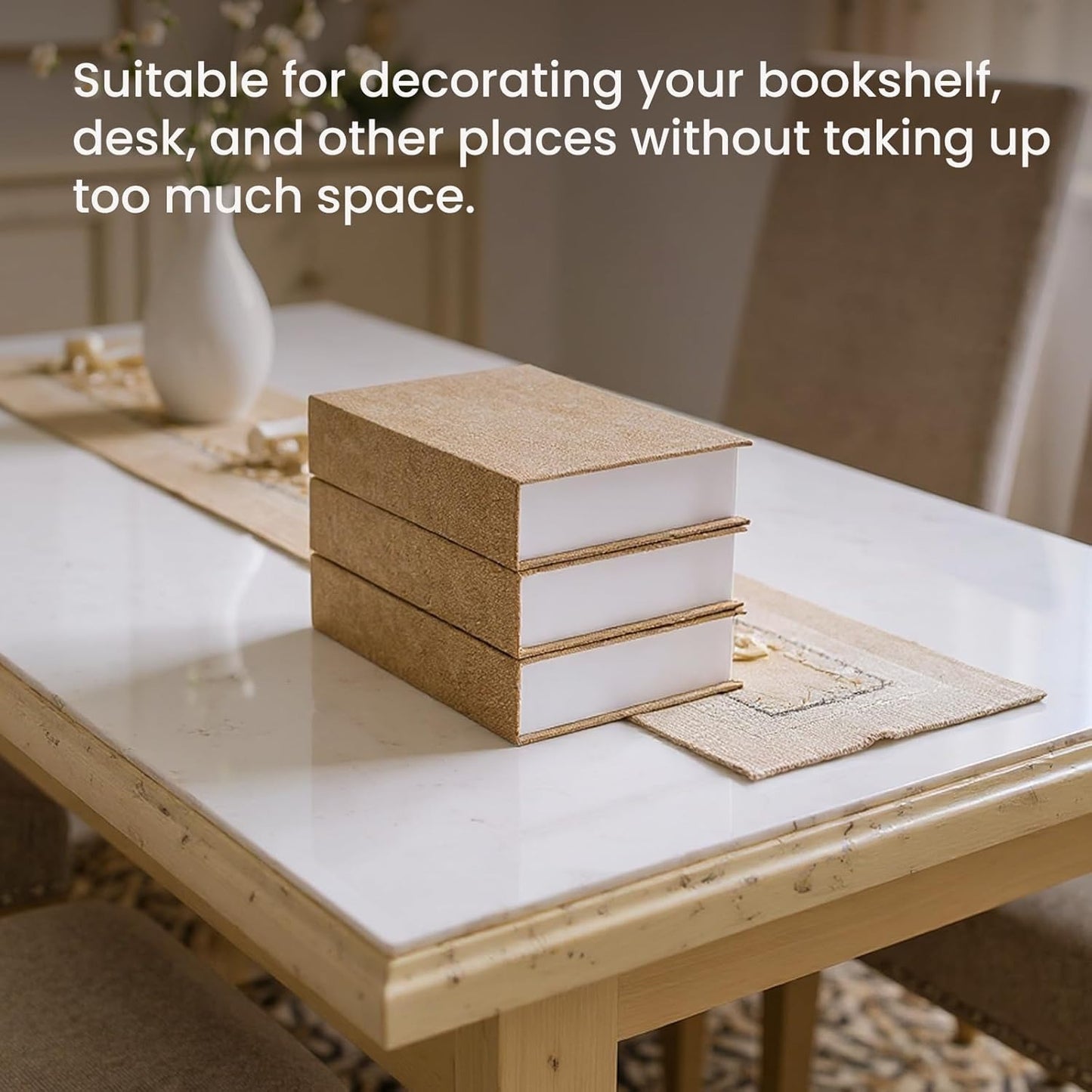 3pcs Decorative Book Boxes Set, Modern Faux Books for Home Decor, Hardcover Storage Boxes for Bookshelf, Coffee Table & Office Decoration