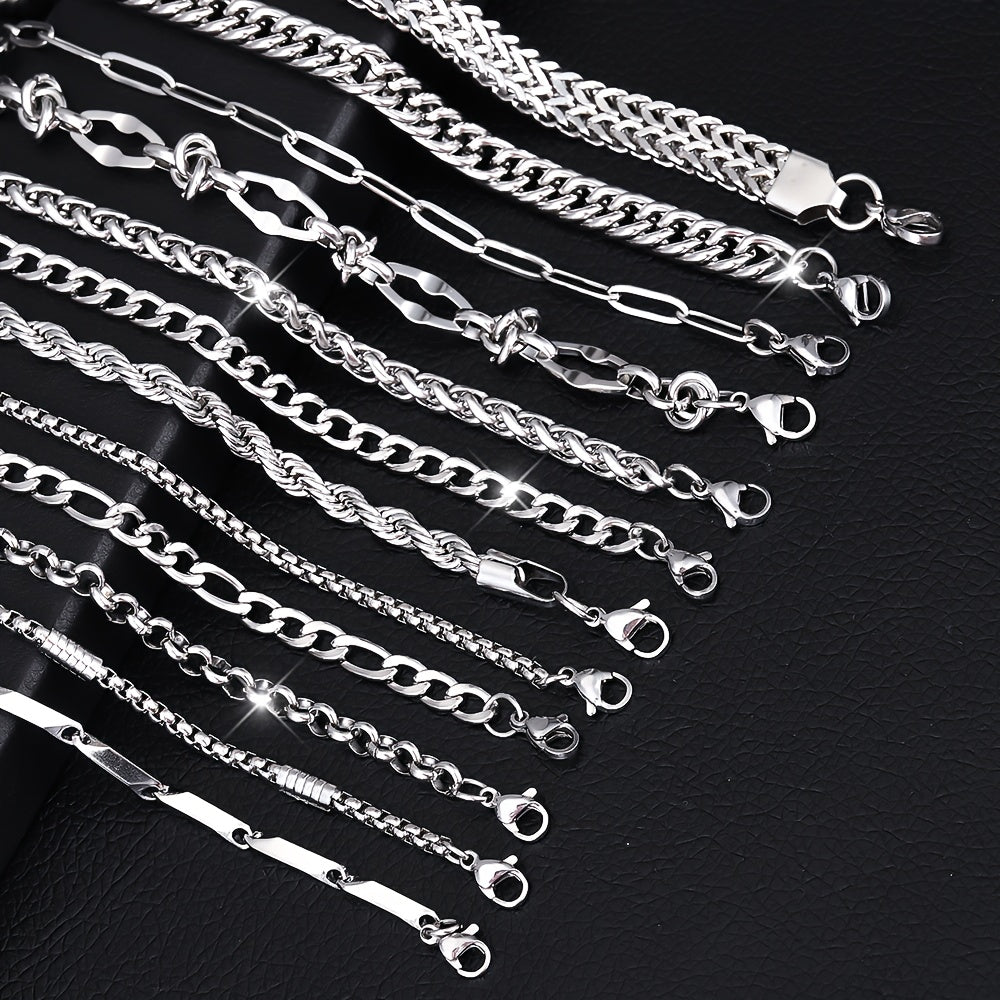 10pcs 304 304 Stainless Steel Men'S Bangle bangle bracelet - Women'S Bangle bangle bracelet - Unisex Style Jewelry, Easy And Fashionable Men'S Bangle bangle bracelet Set, Perfect Choice for Back-To-School Season, Christmas, And Birthday Gifts