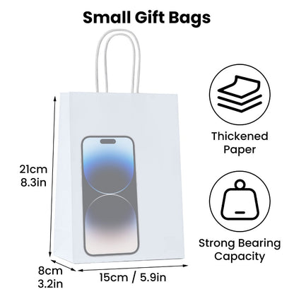Kraft Paper Bags with Handles 100 Pack – Brown Gift Bags for Parties, Weddings, Retail, Christmas & Everyday Gift Wrapping