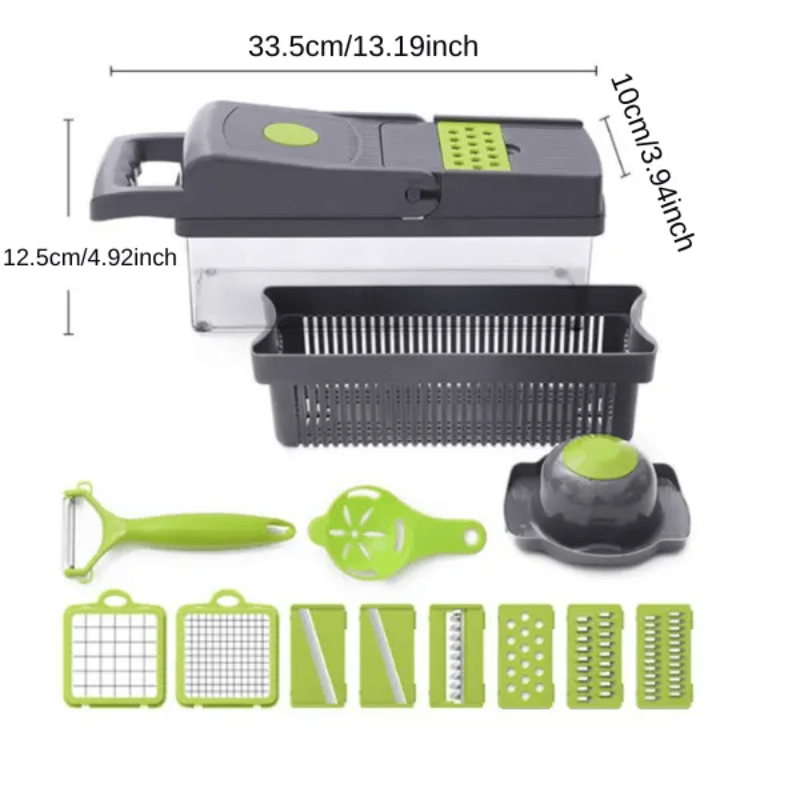 15-in-1 Multifunctional Vegetable and Onion Chopper, Multifunctional Food Grade Cutting Machine with Drain Basket, Carrot and Garlic Chopper with Container - Ideal for Home and Restaurant Use, Kitchen Essentials|Modern Kitchen Tool|Durable Plastic Constru