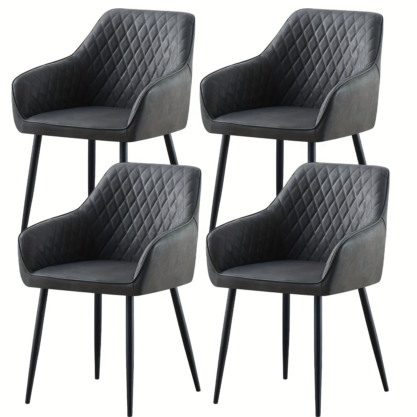 Velvet Dining Chairs with Armrests & Black Metal Legs, Upholstered Armchair 120kg Capacity 43x55x81cm, Set of 1 2 4 or 6 for Dining Room Kitchen Living Room