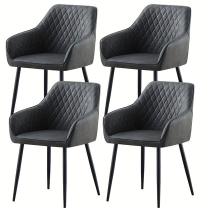 Velvet Dining Chairs with Armrests & Black Metal Legs, Upholstered Armchair 120kg Capacity 43x55x81cm, Set of 1 2 4 or 6 for Dining Room Kitchen Living Room