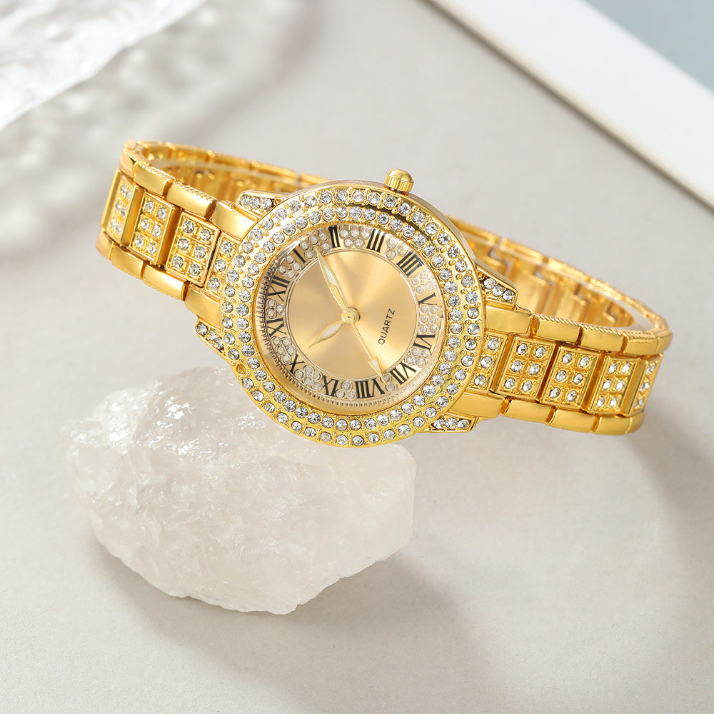 [Women's Jewelry Watch Set] 9pcs Set: Women's Fashion Elegant Quartz Jewelry Watch + 2 Sets of New Shiny Necklaces, Rings, and Earrings - Alloy Case, Quartz - Suitable for Valentine's Day, Easter, Halloween, Ramadan, Birthdays, Christmas, New Year, Daily