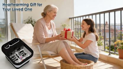 Foldable Foot Massager with Heat, Temperature Control And Bubbles, Foot Spa with Touch Screen, 6 Rollers And Pumice Stones, Foot Soak,, The Perfect Gift Choice for Family And Friends