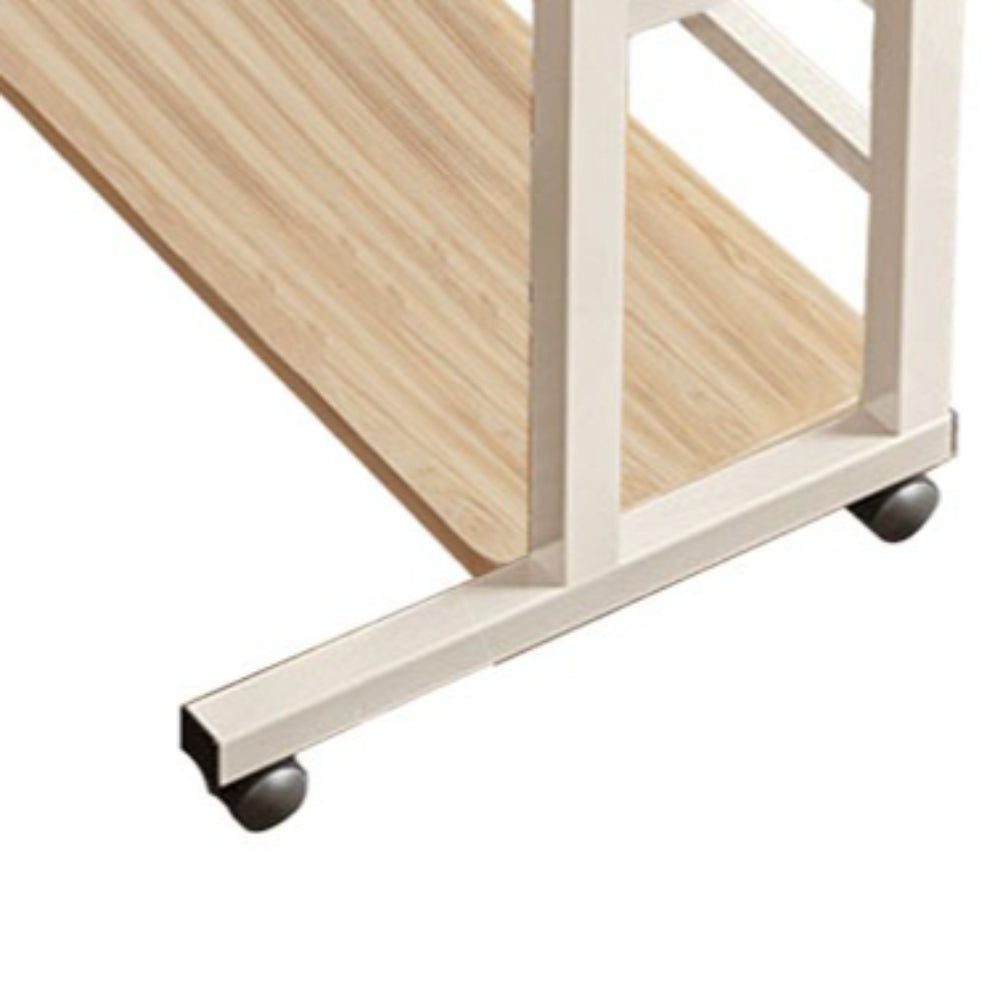 Multi-Purpose Sofa Side Table, 3-Tier Desk, Study And Reading Table, Laptop Desk, Movable Workbench with Storage Shelf, Height-Adjustable, Movable Dining Table, Bedside Table, Study Table, Home Bedroom Office Desk, 14.6*23.6*23.6-35.4 Inches