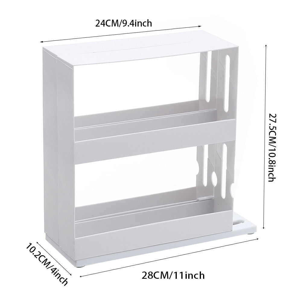 1 piece, double-layer rotating kitchen spice rack, plastic shelf, multi-purpose organizer for kitchen, pull-out cabinet and countertop storage for spice bottles and cans, space saving storage rack, white, size: 28 cm W x 10.2 cm D x 27.5 cm H