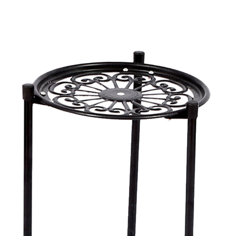 Iron Flower Pot Rack Tall Plant Stand Rack 2 Tier Flower Pot Holder Rustproof Plant Display Rack, Round Planter Shelves for Home Garden Patio Balcony Office Living Room Bathroom 24*50cm Black