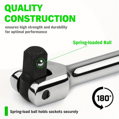 SWANLAKE 6pcs Breaker Bar Set, -1/4", - 3/8" & 1/2" Drive, -Heavy Duty Breaker Bars, - 6-inch, - 10-inch, - 15-inch Length with 180° Rotatable Head