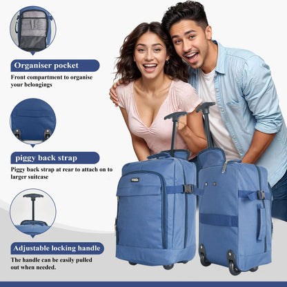 ZAHRAB 40x30x20cm Cabin Bag Underseat Bag Lightweight Hand Luggage Cabin Trolley with Wheels Flight Bags Suit Case