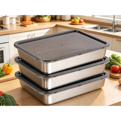 Stainless Steel Food Storage Containers 6pcs Set - Airtight Lunch Boxes, Microwave Safe, Stackable Kitchen Organization Containers for Fridge/Freezer