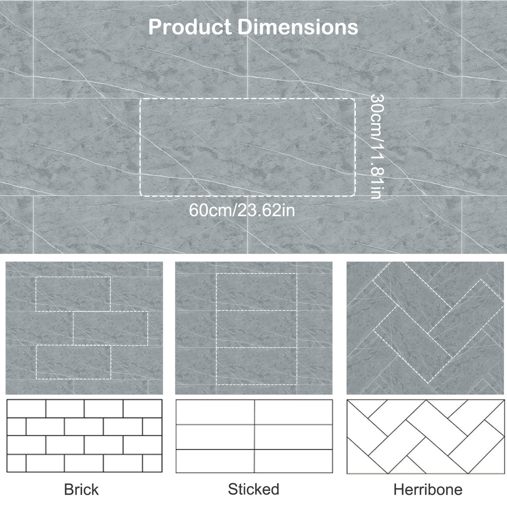 Marble Peel-and-Stick Wall Tiles - 32-Piece 60 x 30cm Set
