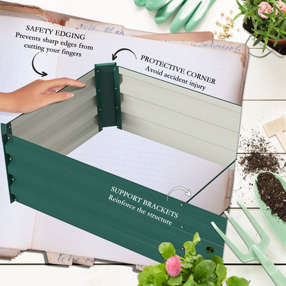 Galvanised Raised Bed for Garden, Rectangular Outdoor Elevated Planter Box with Safety Edging and Open Bottom for Growing Flowers, Herbs and Vegetables, 240 x 60cm, Grey