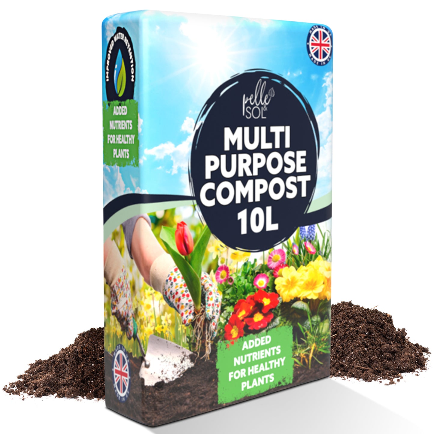 Pelle & Sol 10/20/40/50/60Ltr Multi Purpose Compost - Compost for Outdoor Plants & Soil for Plants Indoors - Potting Soil for Pots Plants Outdoor - All Purpose Nutrient Rich Fertiliser, Houseplant Potting Mix