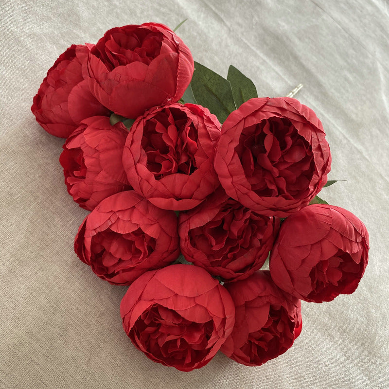 A Bouquet of 10 Round Brushed Fabric with Peonies, Designed in Nordic Style, Weddings - A option