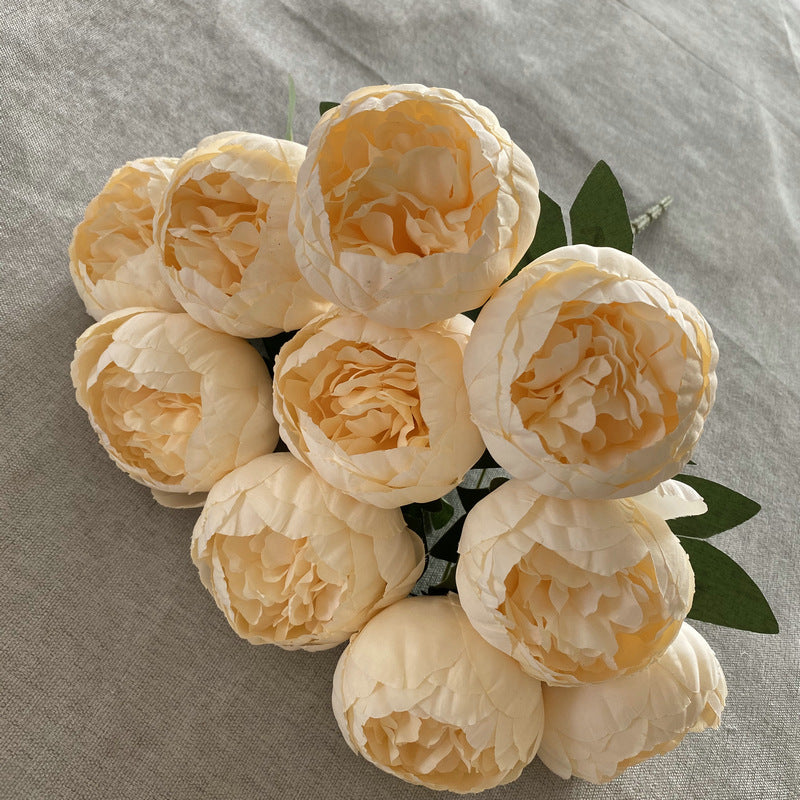 A Bouquet of 10 Round Brushed Fabric with Peonies, Designed in Nordic Style, Weddings - H option