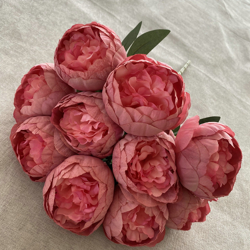 A Bouquet of 10 Round Brushed Fabric with Peonies, Designed in Nordic Style, Weddings - I option