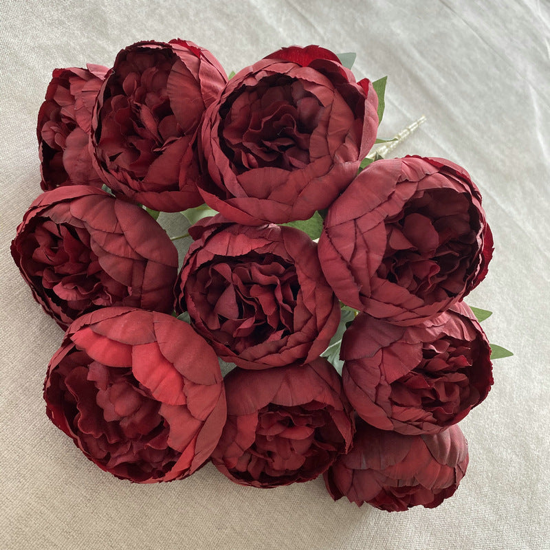 A Bouquet of 10 Round Brushed Fabric with Peonies, Designed in Nordic Style, Weddings - J option